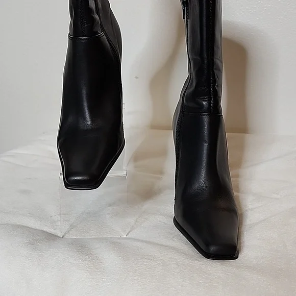 Vintage Steve Madden Josie Leather Boots Y2K 90S Ankle Booties Black Heeled RARE - Picture 5 of 15